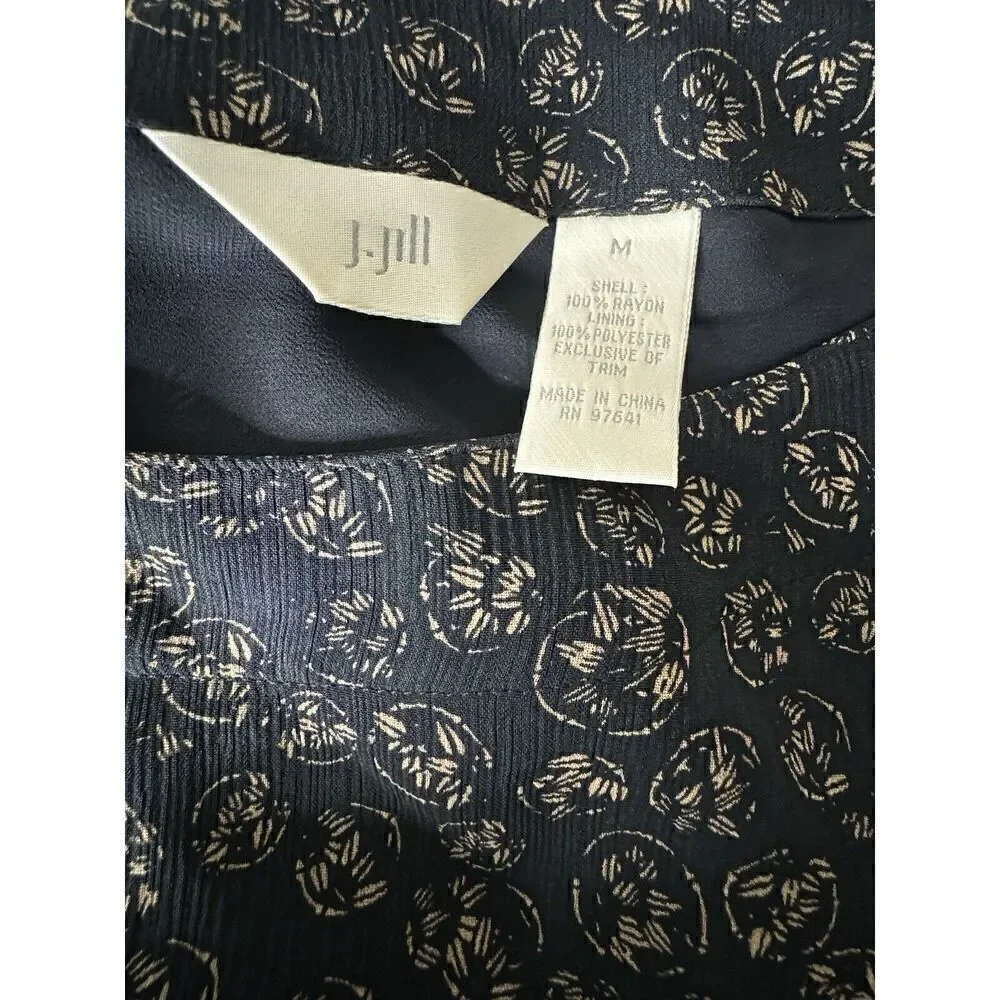 J. Jill  Women’s Green Floral Lined 3/4 Sleeve Shift Maxi Dress Cottagecore Sz M